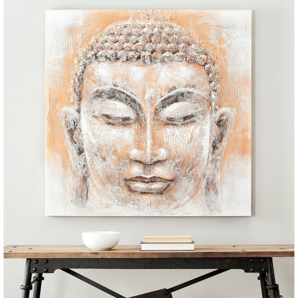 SAFAVIEH Home Buddah Orange and White 39.4-inches Canvas Art Painting - Orange/White