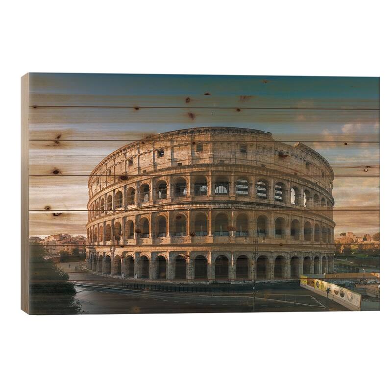 The Coliseum At Sunrise, Rome Print On Wood by Matteo Colombo - Multi-Color - 18x26x1.5