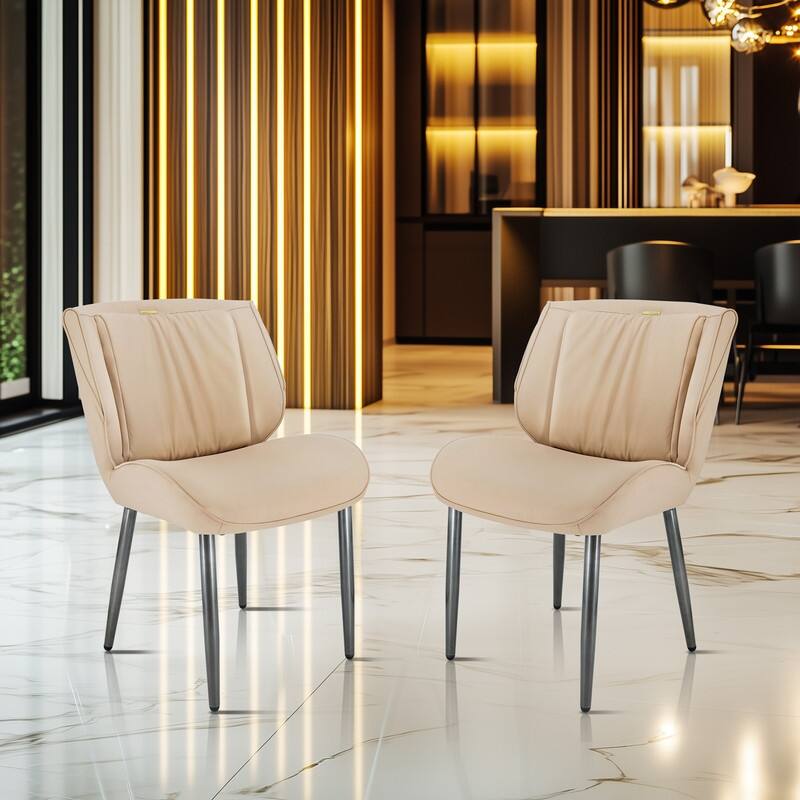 2PCS Upholstered Dining Chairs Kitchen Island Counter Side Chair Curvature Seat