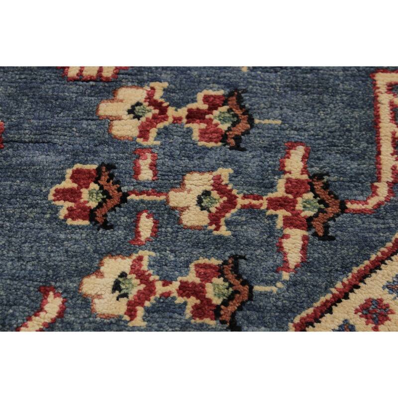 Rustic Kazak Evie Blue/Natural Wool Octagon - 7'8'' x 7'9''