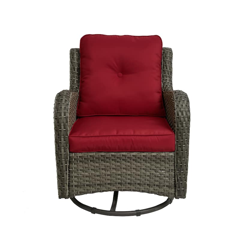 Patio Rattan Chairs Outdoor Wicker Swivel Rocker with Cushion