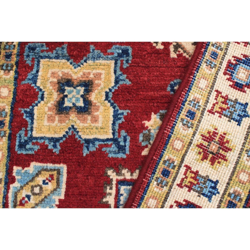 Bohemian Kazak Sidney Red/Beige Wool Rug - 2'9'' x 4'2''