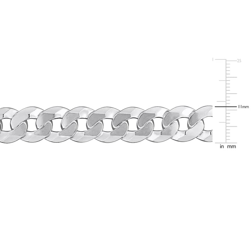 Miadora 11mm Diamond Cut Curb Bevelled Anklet in Sterling Silver-9 in