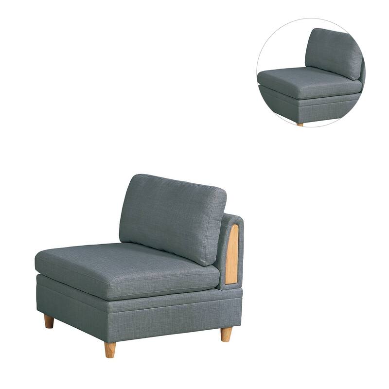 Dorris Fabric Upholstered Modular Armless Chair with Solid Wood Decoration