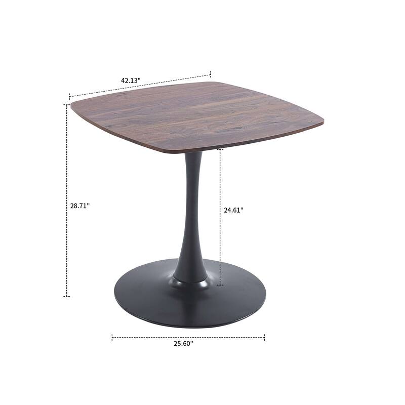 Modern Stylish Square Dining Table with Wooden Top and Metal Legs