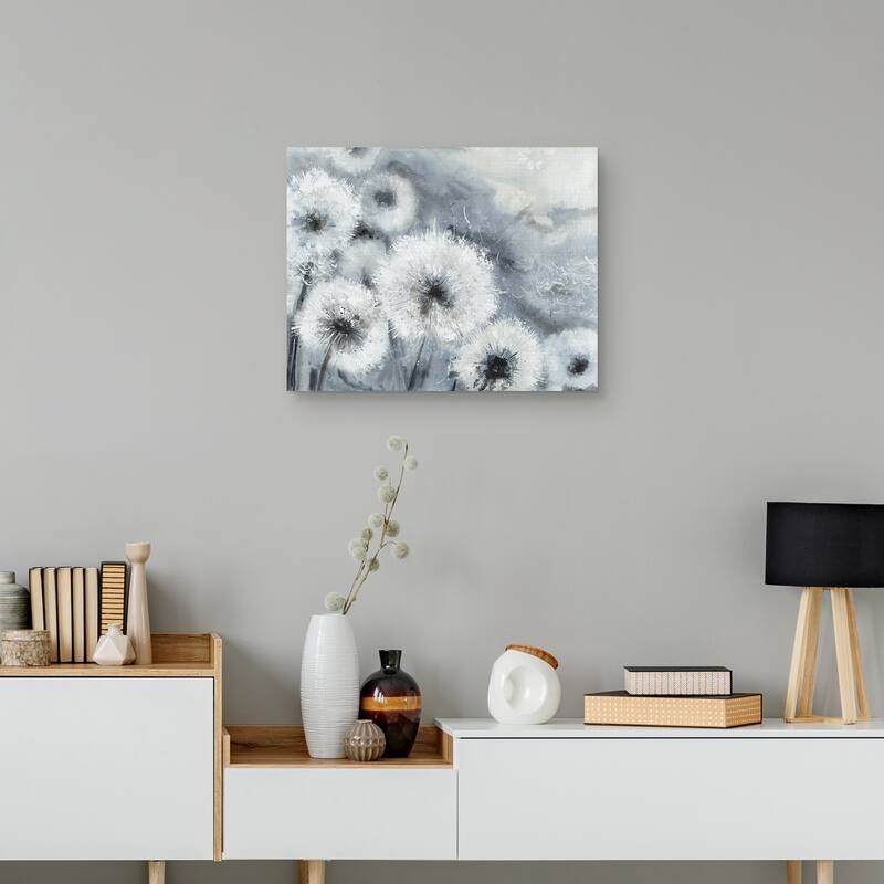 Watercolor Wishes Grey by Frank Parson Canvas Art Print