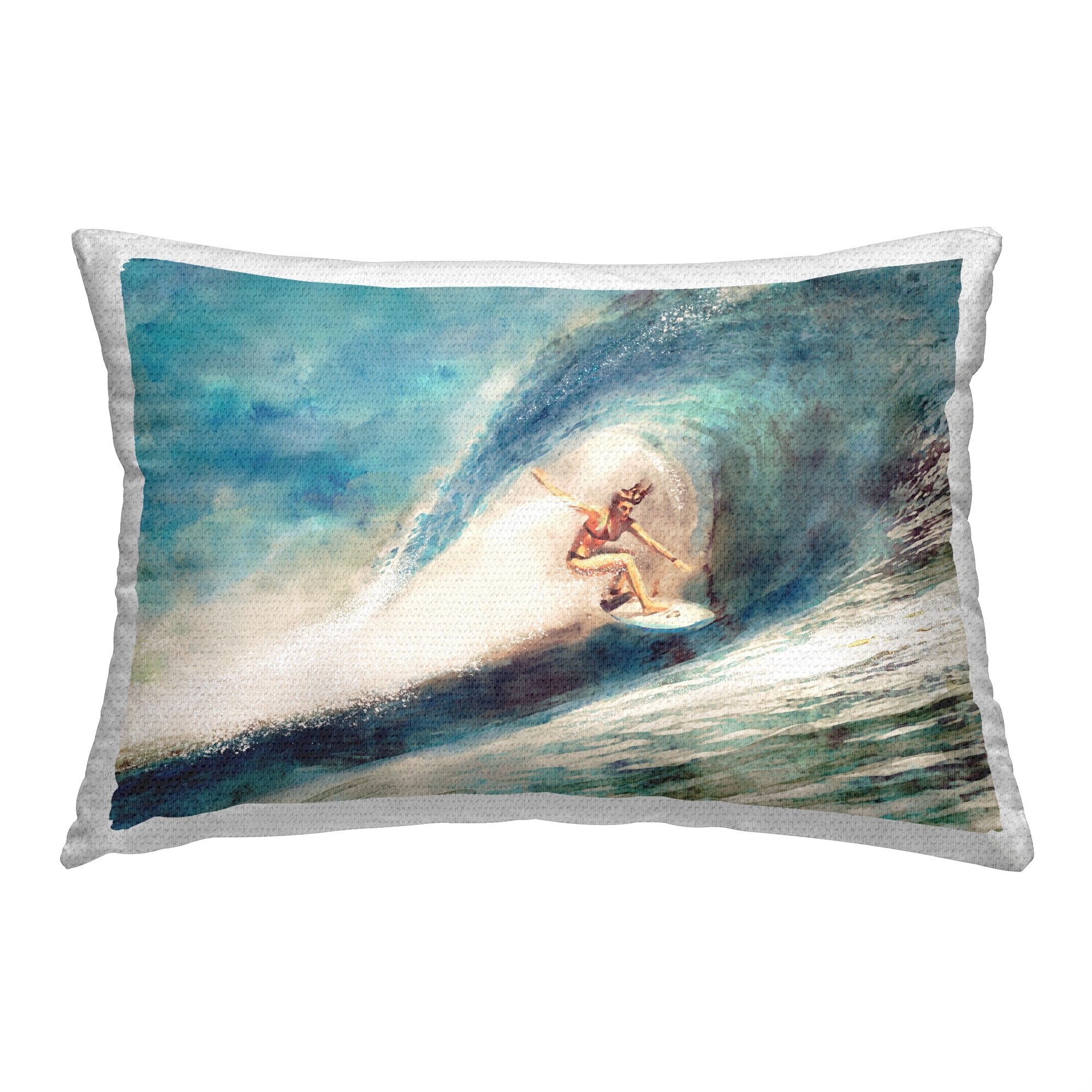Stupell Surfer Riding Wave Printed Outdoor Throw Pillow Design by Ziwei Li