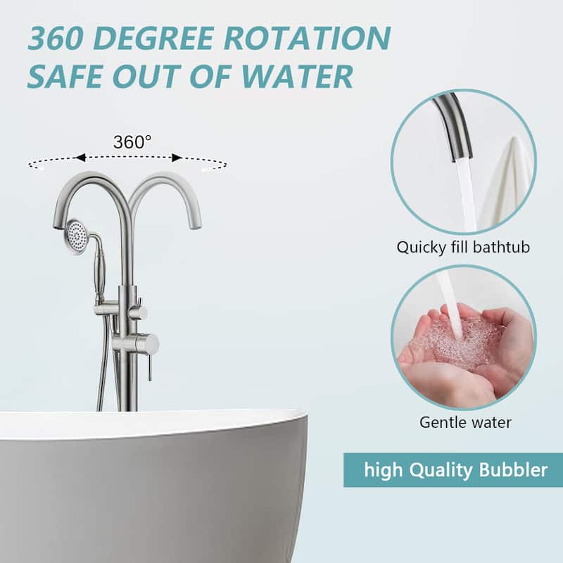 Vanityfair Floor Mount Freestanding Bathtub Faucet Tub Filler with Hand Shower