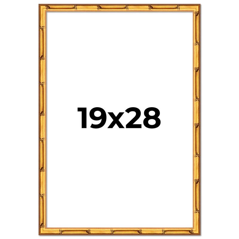 19x28 Frame Gold Bamboo Picture Frame Modern Photo Frame Includes UV Acrylic Shatter Guard Front Acid Free Foam Backing Board