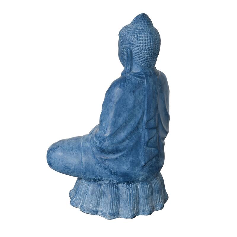 Sitting Buddha Lotus Blue Wash Finish