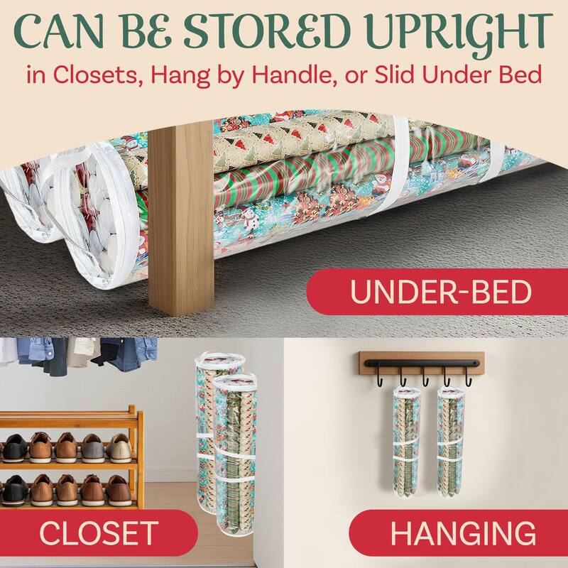 Elf Stor Wrapping Paper and Gift Wrap Storage Bag 40" Rolls 2 Pack