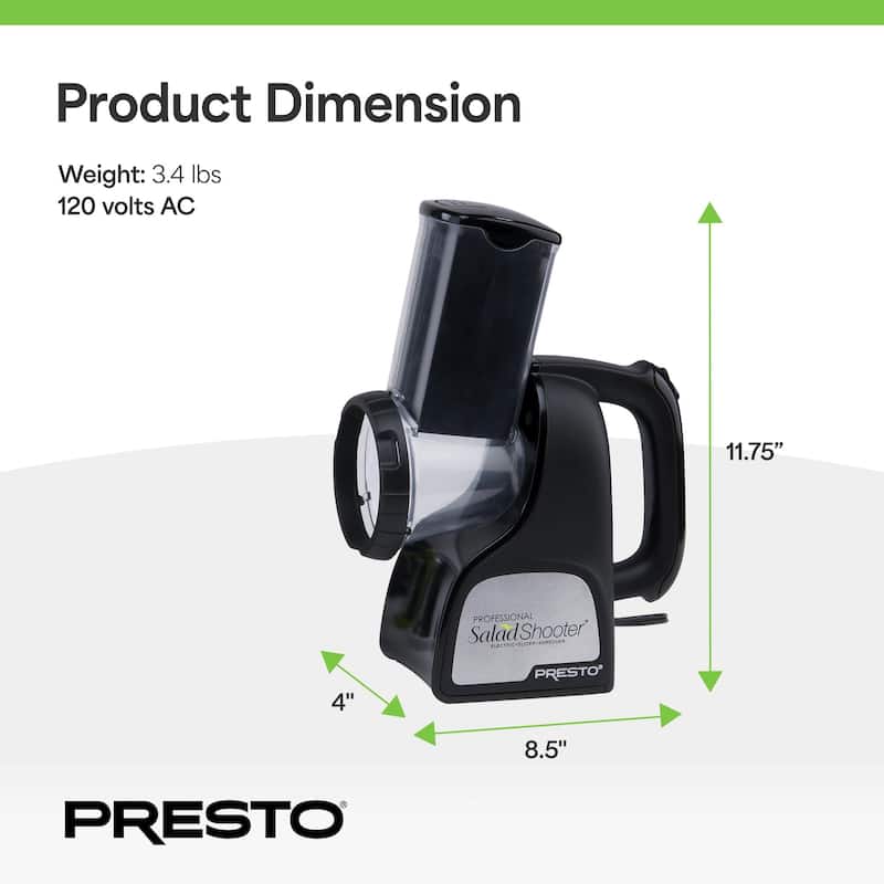 Presto Professional SaladShooter Electric Slicer, Shredder and Vegetable Grater - 3.4