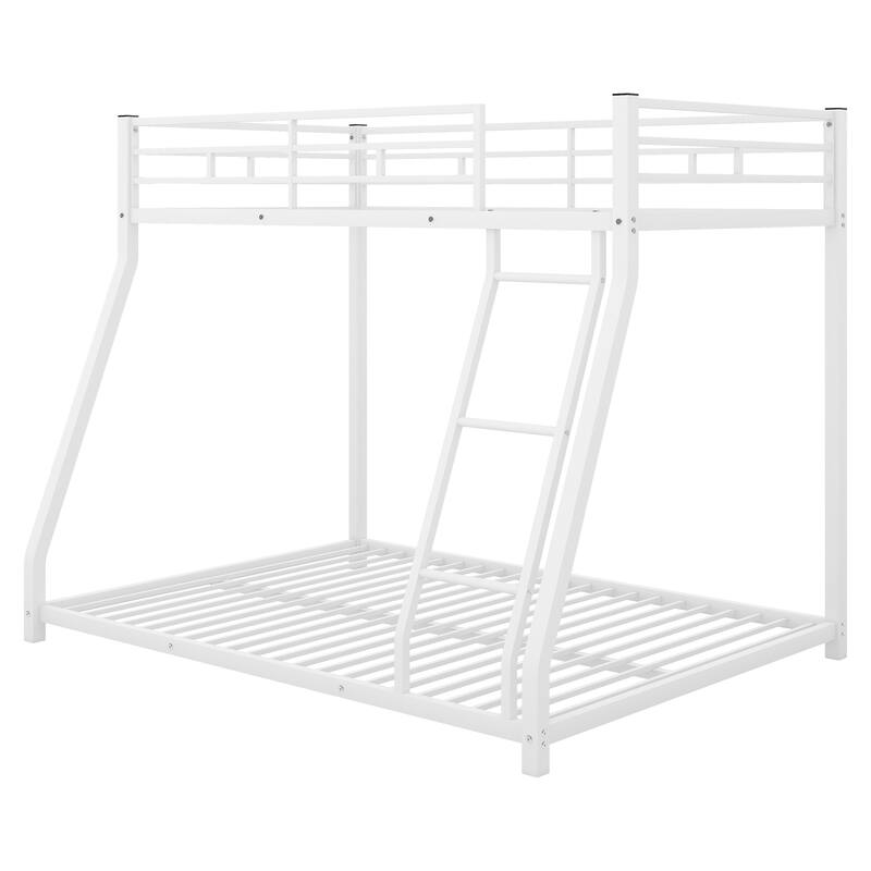 Stylish Twin Over Full Bunk Bed - Heavy Duty Metal Frame for Kids & Guests