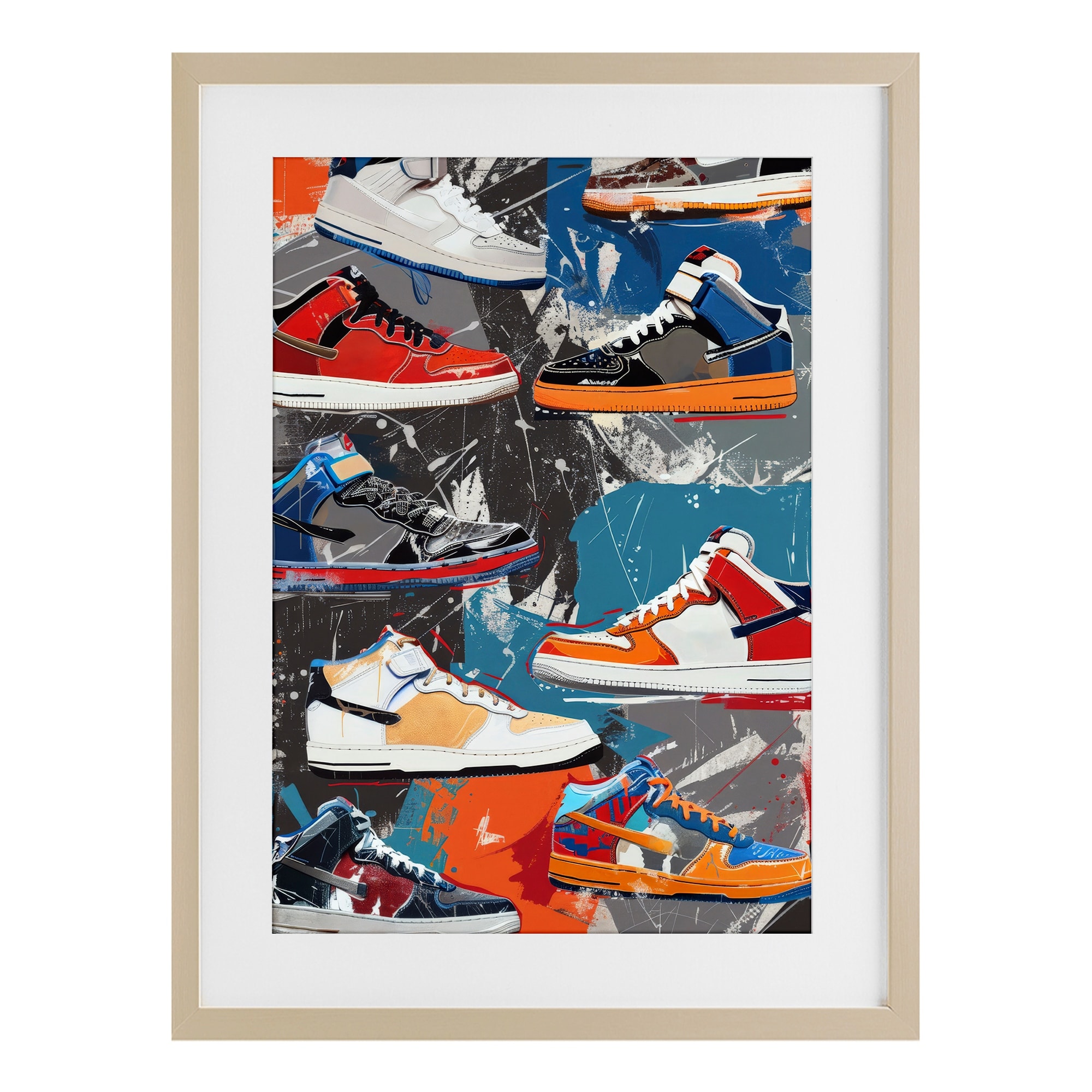 Stupell Stylish Urban Shoe Collection Under Glass Framed Design By Ray Powers