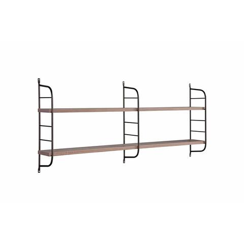 Cox 47 Inch Two Tier Wall Mounted Metal Shelf, 5 Adjustable Heights, Gray