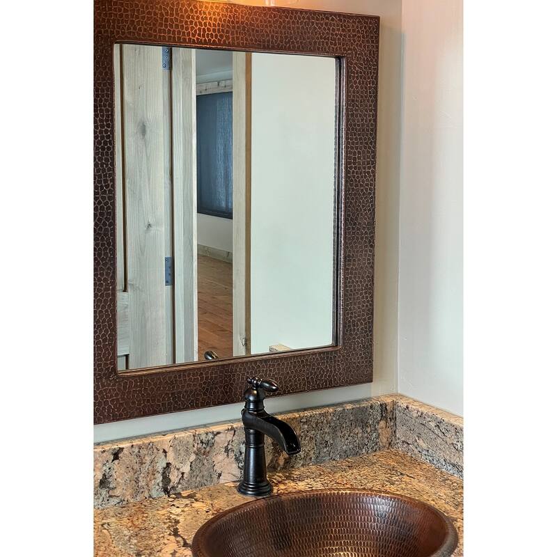 36-in Rectangle Hammered Copper Mirror in Oil Rubbed Bronze (MFREC3631)