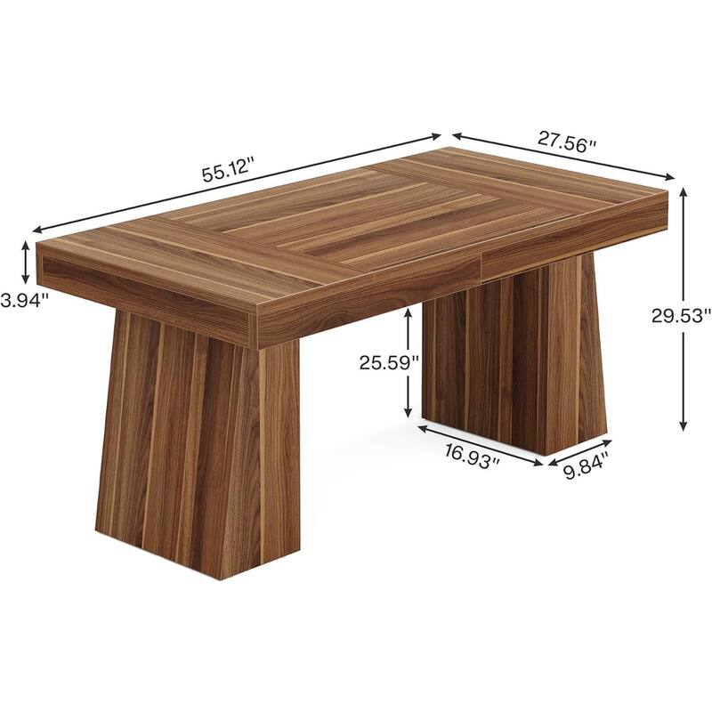 55 Inches Rectangular Dining Room Table, Brown