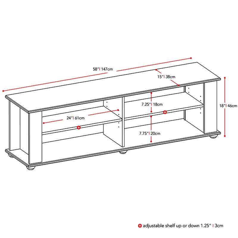 Modern Black TV Stand - Fits up to 68-inch TV - 15 x 58 x 18