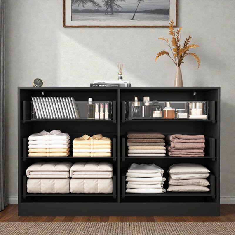 Modern 6 Drawer Dresser with Wavy Drawer Fronts, Large Chest of Drawers Storage Cabinet for Bedroom Living Room