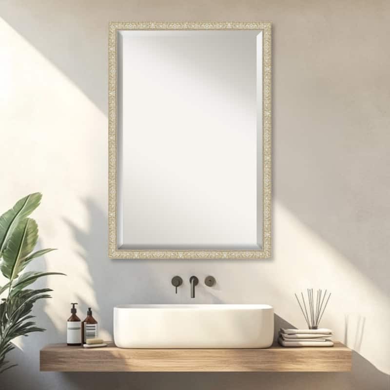 Lila Beveled Wood Framed Bathroom Vanity Wall Mirror