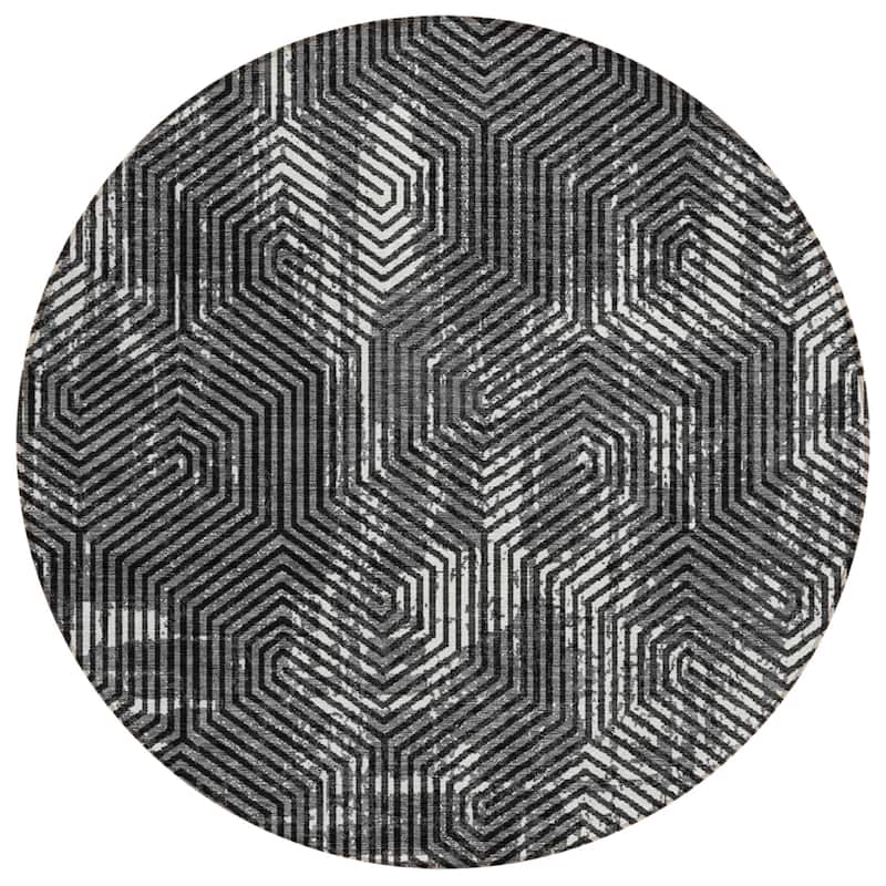 Machine Washable Indoor/ Outdoor Chantille Contemporary Maze Rug