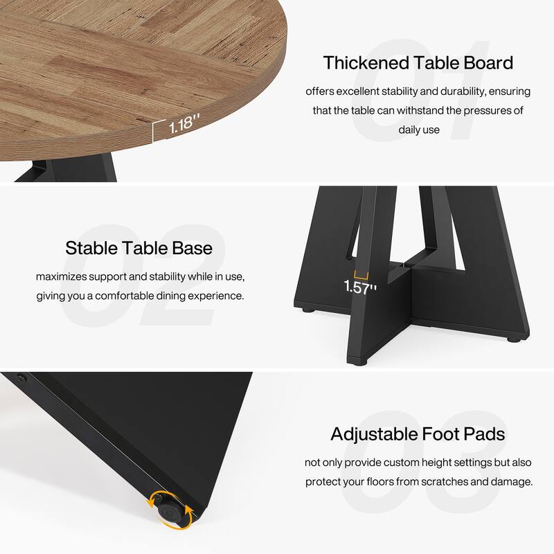 Round Dining Table Wood Kitchen Table 47" Dinning Room Tables