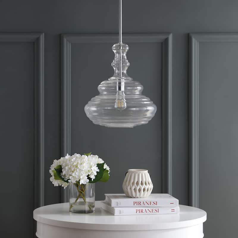Monkey 13.37" Glass/Metal LED Pendant, by JONATHAN Y