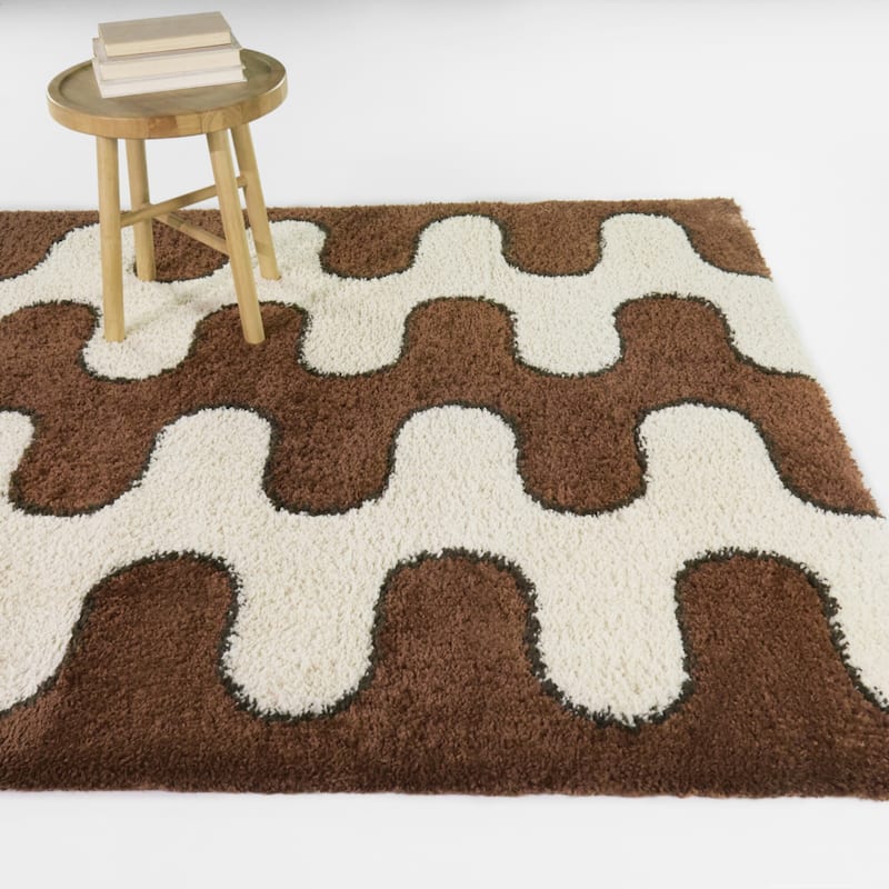 William Squiggle Shag Area Rug - Rust - 7'10" x 10'