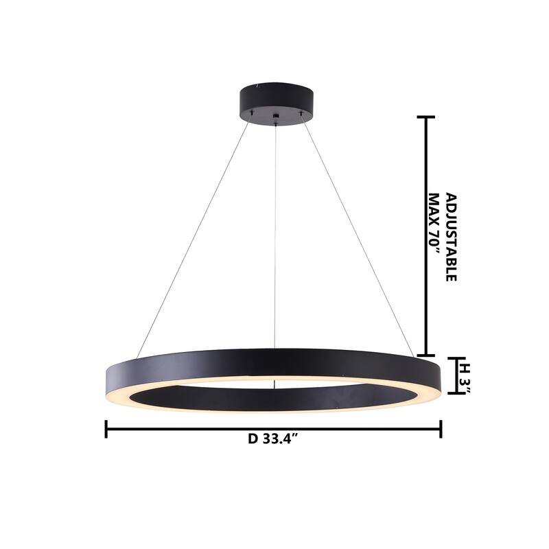 Matte Black Round LED Chandelier With A White Acrylic Diffuser