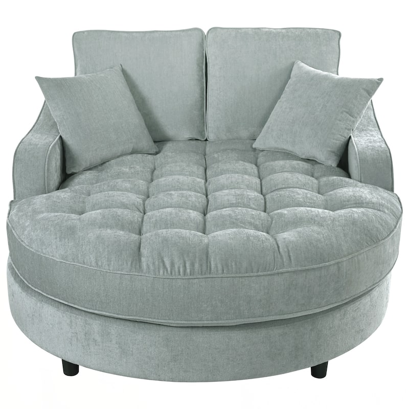 55" Modern Chaise Lounge Sofa Bed Upholstered Sofa Couch with Seat and Detachable Pillows for Living Room