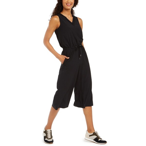 v neck cropped jumpsuit
