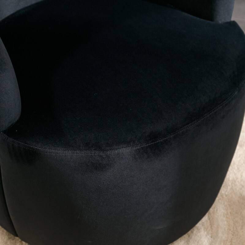 Velvet Fabric Swivel Accent Barrel Chair With Powder Coating Metal Ring