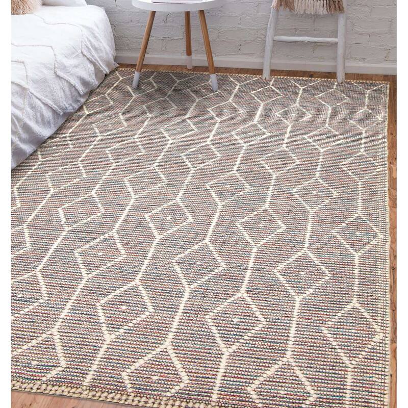 ECARPETGALLERY Braid weave Sienna Pink Wool Rug - 4'11 x 7'10