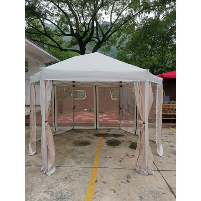 Pop-Up Gazebo Tent Outdoor Canopy Hexagonal Canopies Gazebos & Pergolas 6 Sided for Patio Garden Backyard