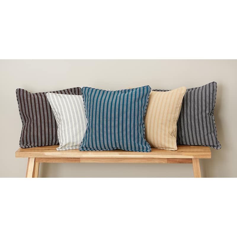 Off-White Dobby Stripes Recycled Cotton Pillow Cover 18x18 (Set of 2)