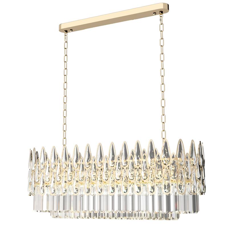 Large Teardrop Clear Crystal Chandelier with LED Lights - 32" W