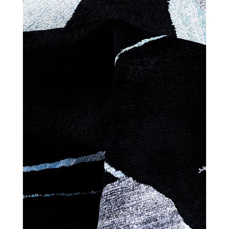 Modern One-of-a-Kind Hand-Knotted Area Rug, Black - 9' 1" x 11' 10"