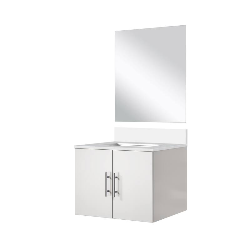 Bathroom Vanity Set with Marble Top, Single Hole Faucet, Mirror Included, Stainless Steel
