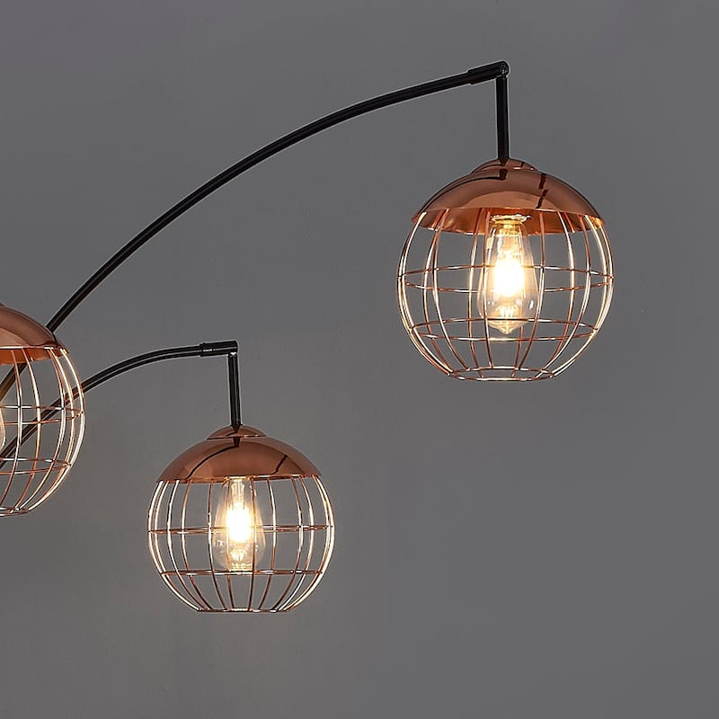 Metro 3-light Wire Shade LED Dimmable Arch Floor Lamp