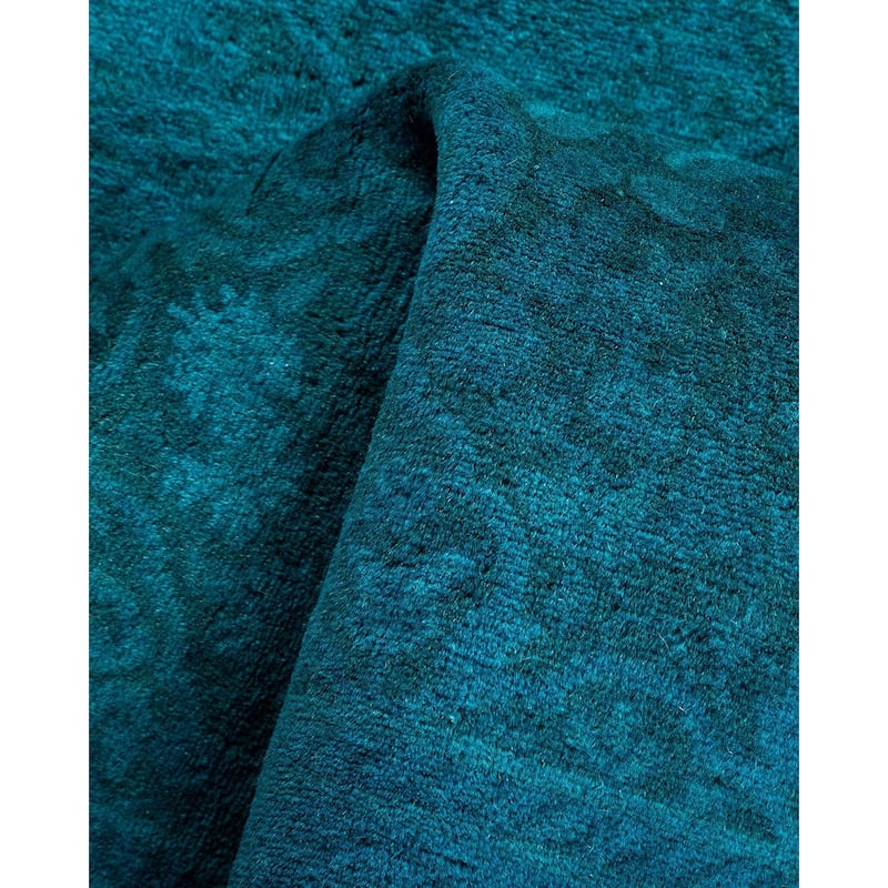 Overton Hand Knotted Wool Vintage Inspired Modern Contemporary Overdyed Blue Runner Rug - 2' 7" x 21' 1"