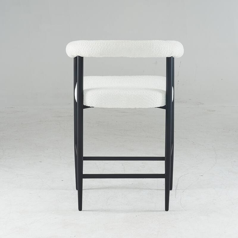 Modern Upholstered Bar Stools Set of 2, Fabric Counter Height Chairs with Metal Frame & Armrests, Kitchen Island Bar Chairs