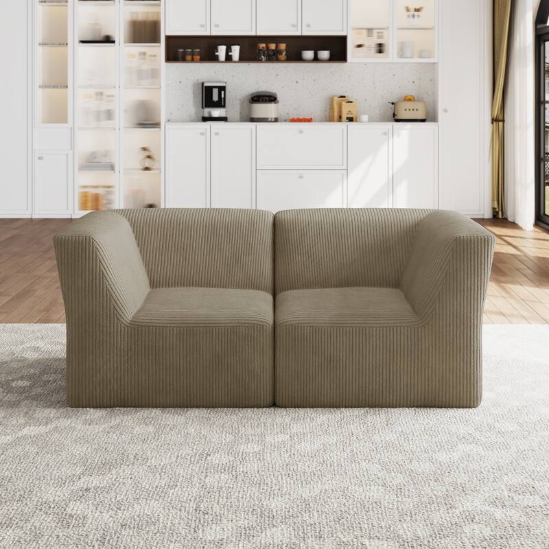 Modern Corduroy Fabric Loveseats Sofa Sectional Sofa
