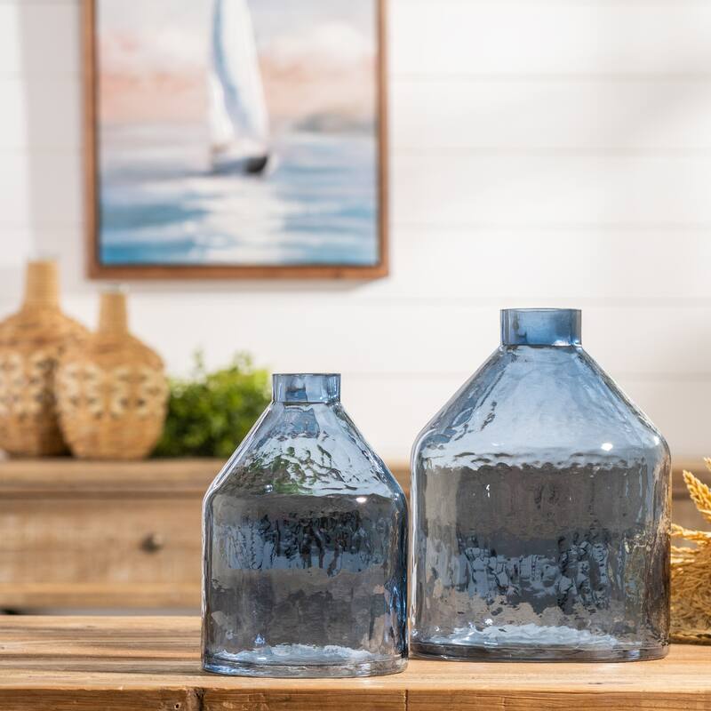 Transparent Glass Bottle Vase - 6.5" - Blue