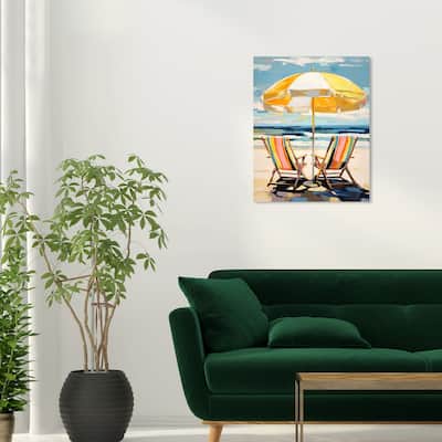 Wynwood Studio Canvas Nautical and Coastal Beach for Two Yellow and Light Blue Nautical & Coastal Wall Art Canvas Print
