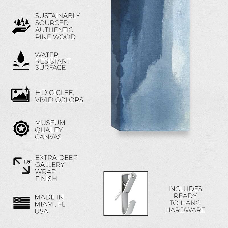 Wynwood Studio Abstract Waterfalls Triptych Blue and Modern & Contemporary Wall Art Canvas Print