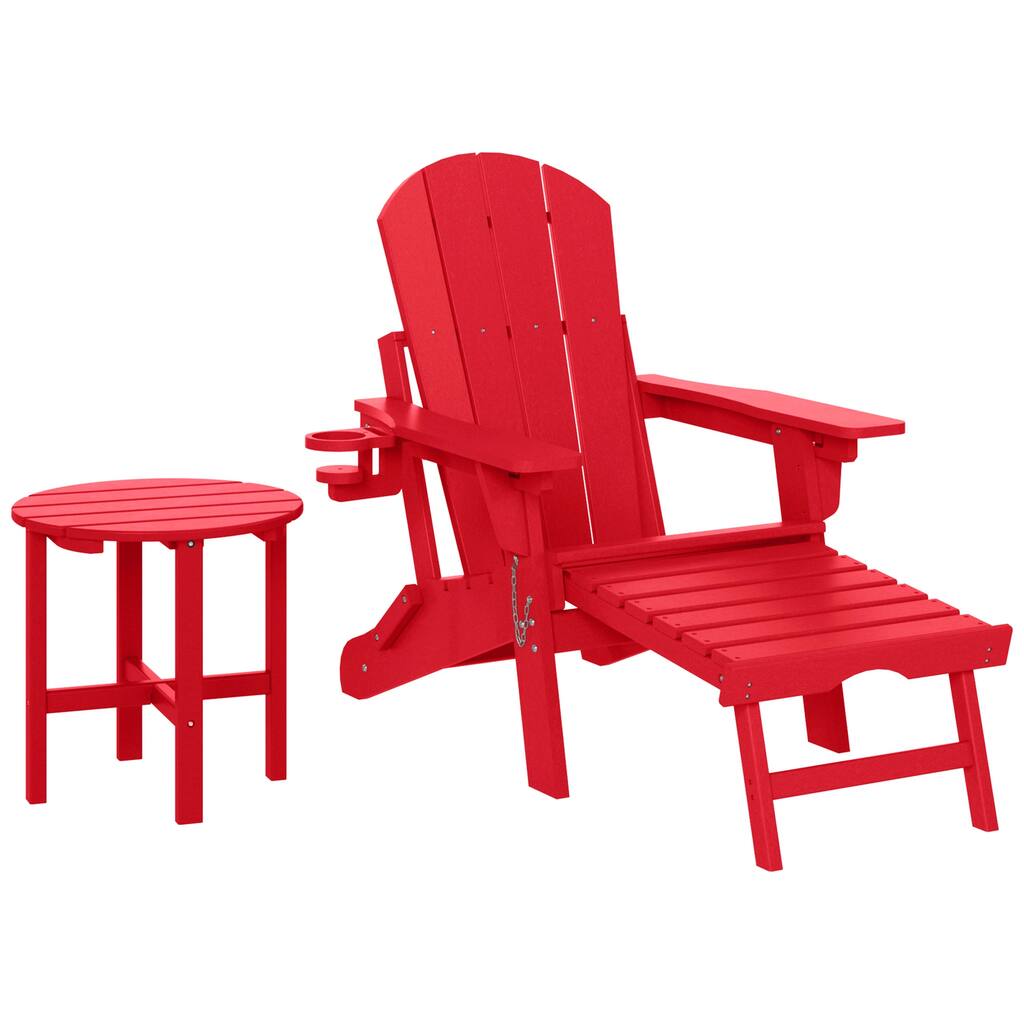 Laguna Outdoor Folding Adjustable Adirondack Chair with Hideaway Ottoman & Round Side Table
