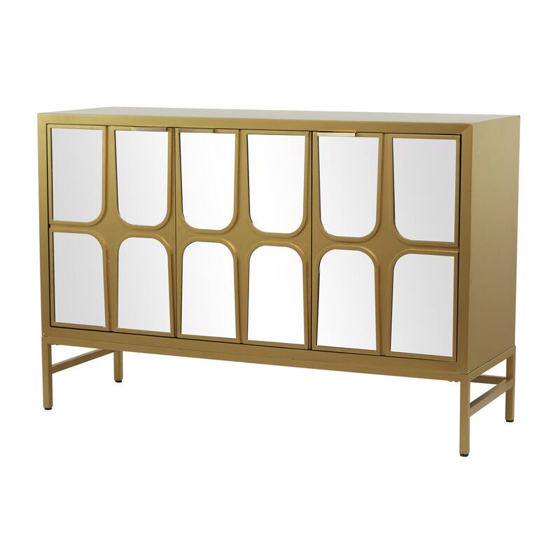 Wooden 3 Drawer Chest with Mirrored Front - Gold or Black - Roche River Decor - Gold - 48"W, 32"H