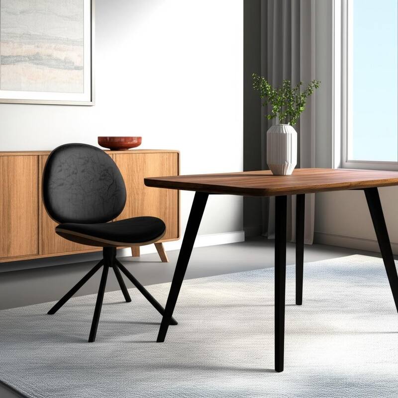 HomeRoots Black Upholstered Faux Leather And Metal Dining Side Chair - 21.06 in. x 32.87 in. x 23.62 in. - Single - 21.06 in. x 32.87 in.  x 23.62 in. - Black