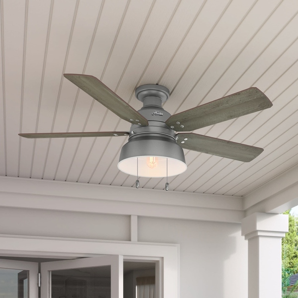 Hunter 52 Mill Valley Outdoor Low Profile Ceiling Fan with LED Light Kit and Pull Chain Damp Rated Bed Bath Beyond 18002587