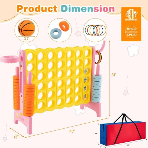 dimension image slide 0 of 3, Costway Jumbo 4-to-Score 4 in A Row Giant Game Set with Carry Bag - See Details